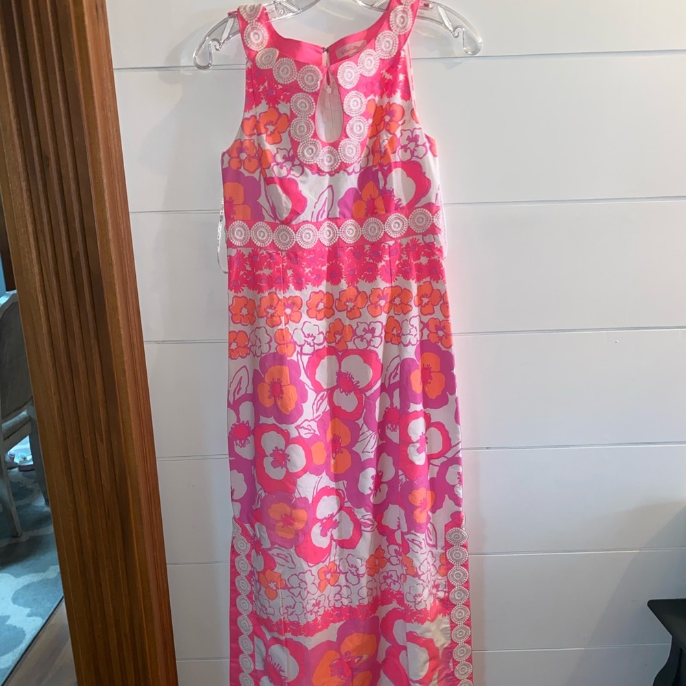Lilly Pulitzer Pink and Orange Floral Maxi Dress